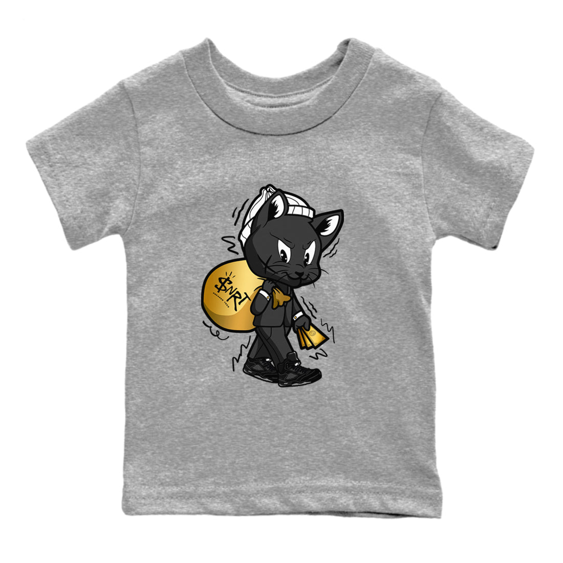 Gangster Cat snkmatch Tees Kids - Air Jordan 5 Black Cat