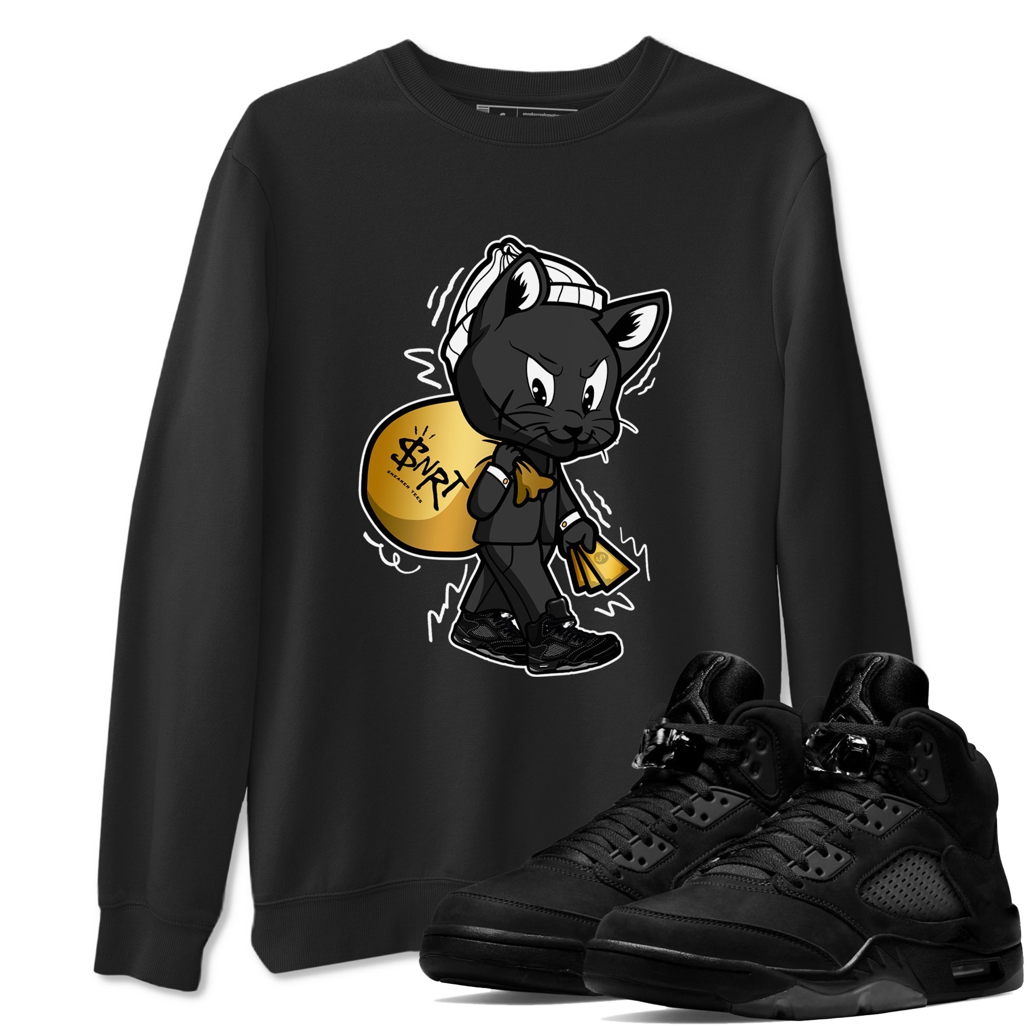 Gangster Cat snkmatch Tees - Air Jordan 5 Black Cat