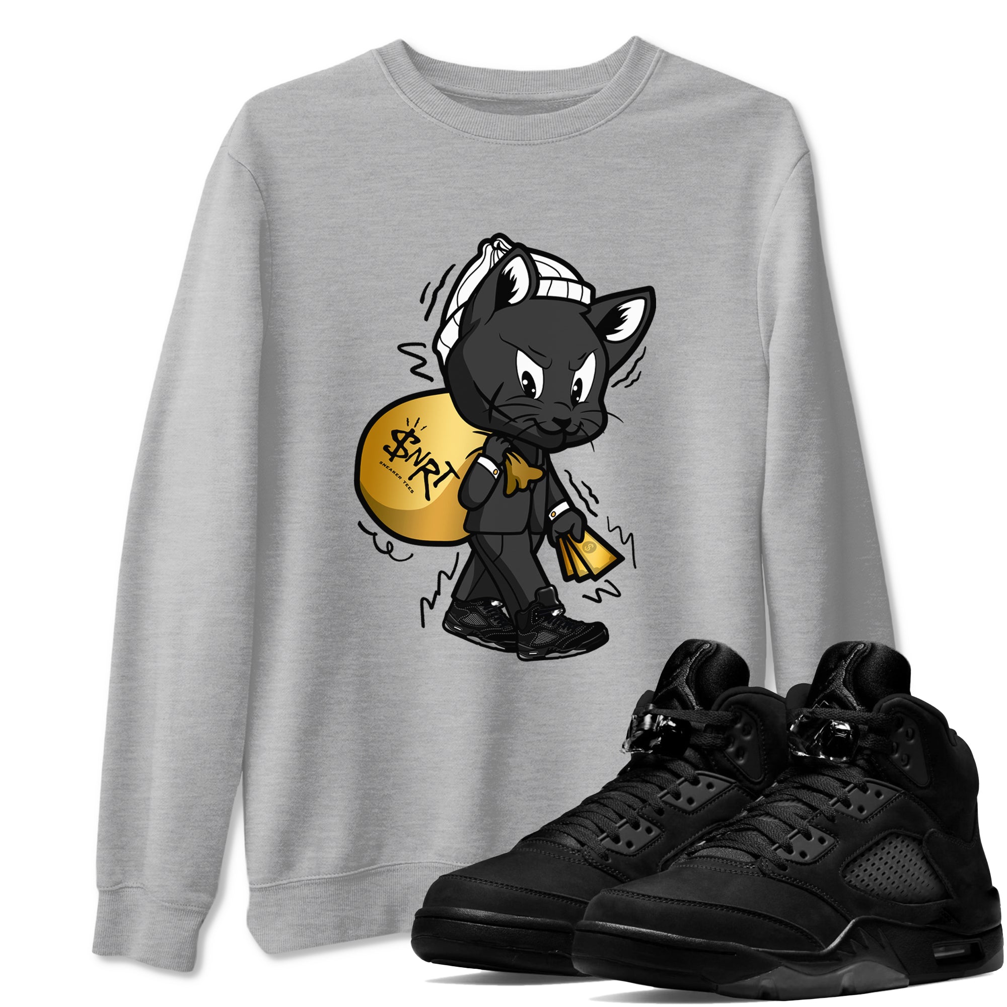 Gangster Cat snkmatch Tees - Air Jordan 5 Black Cat