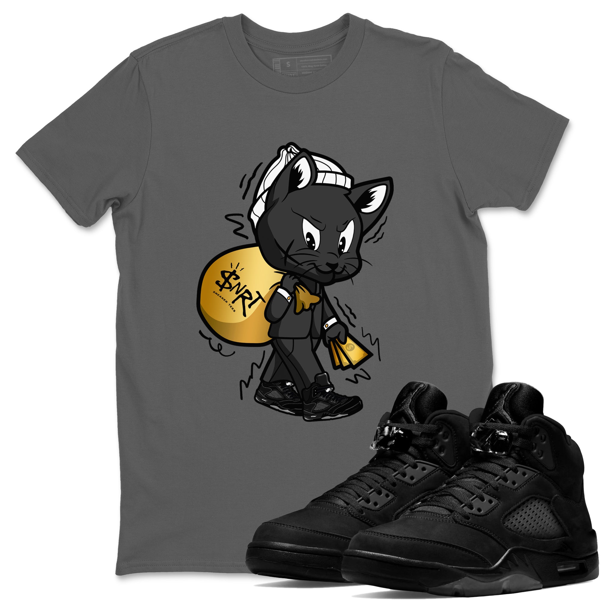 Gangster Cat snkmatch Tees - Air Jordan 5 Black Cat