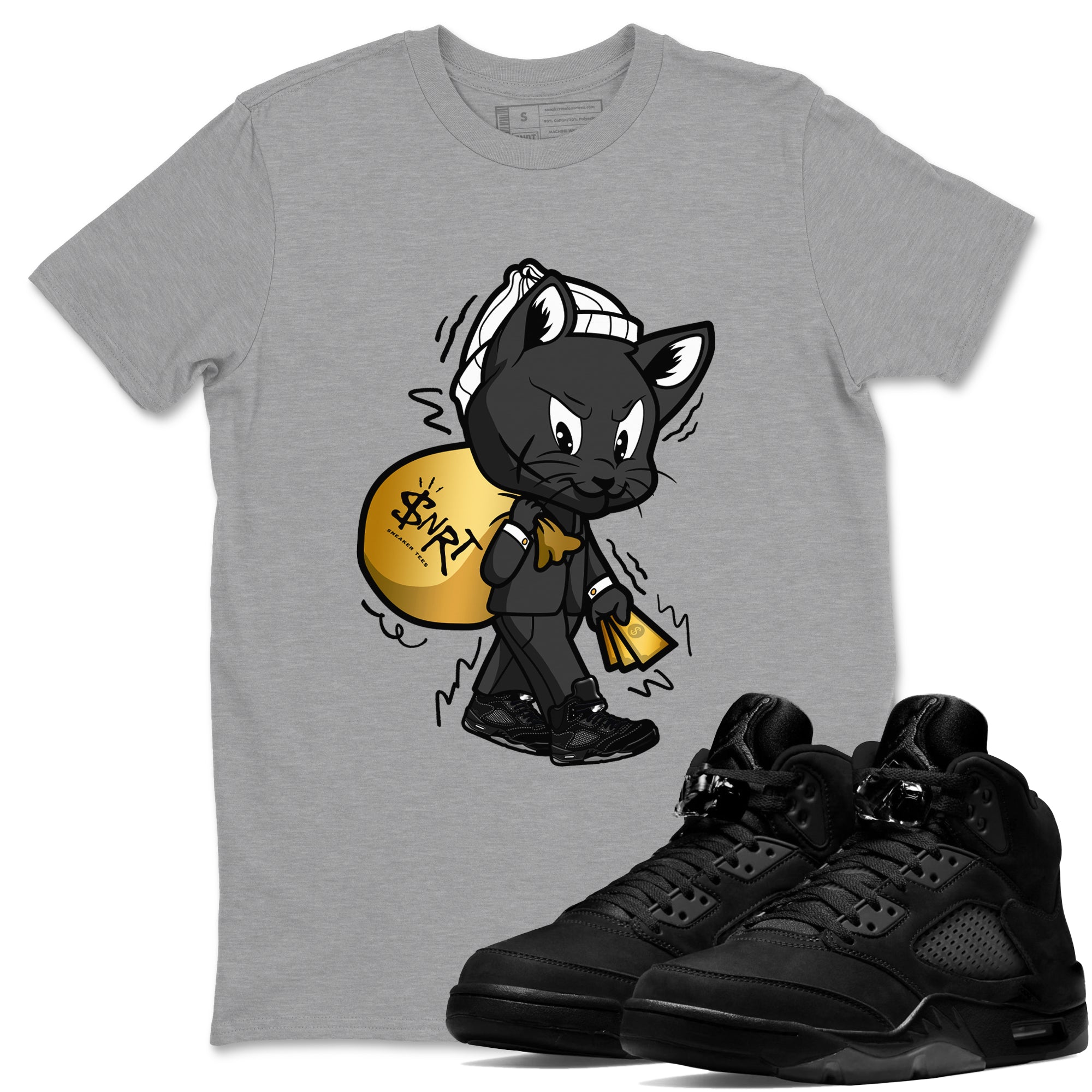 Gangster Cat snkmatch Tees - Air Jordan 5 Black Cat
