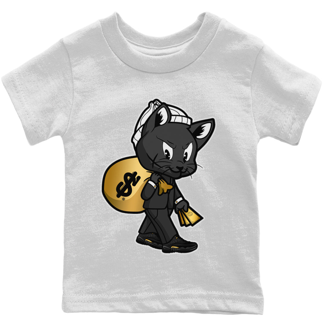 Gangster Cat Kids Tops - Air Jordan 12 Black Taxi