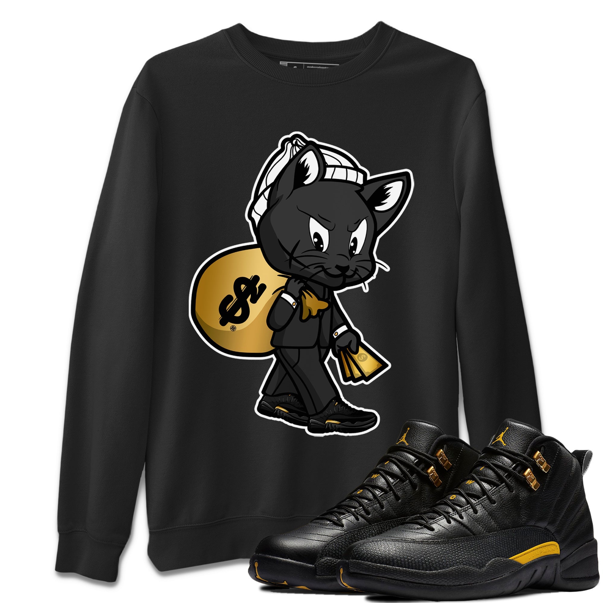 Gangster Cat Unisex Tops - Air Jordan 12 Black Taxi