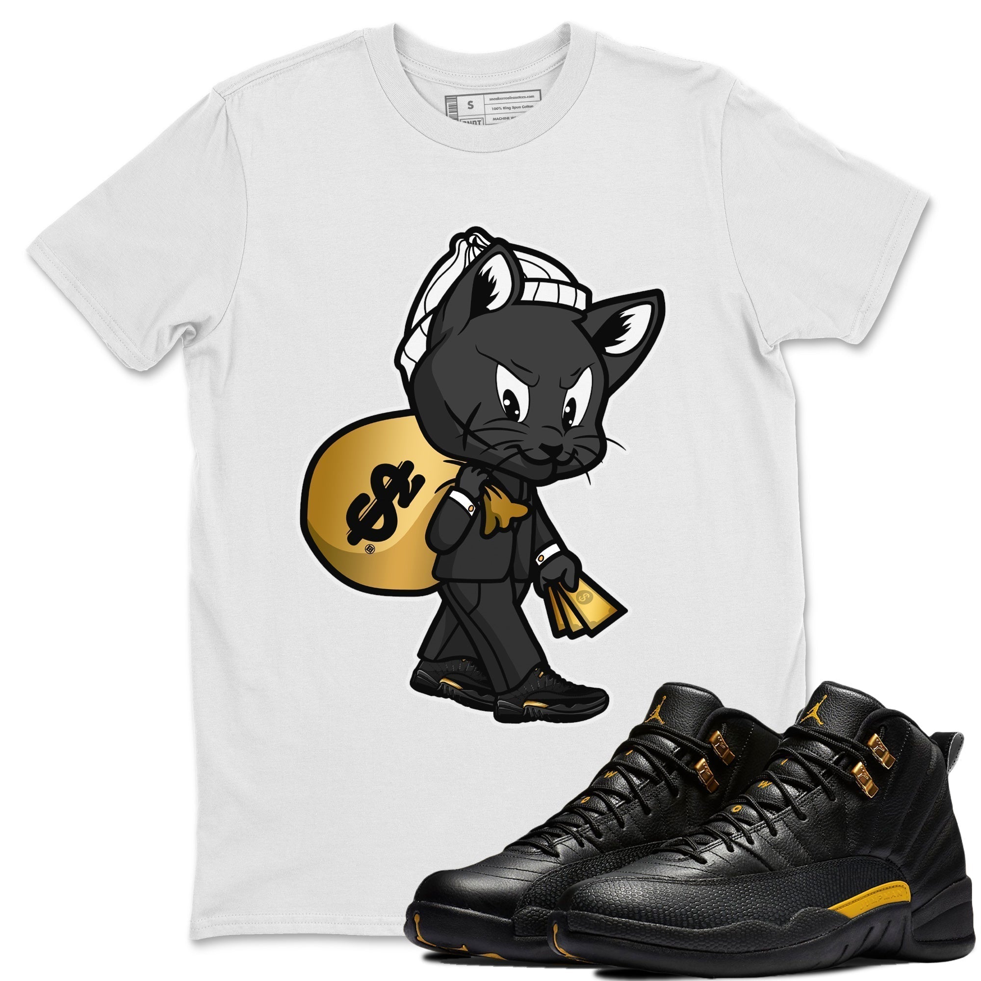 Gangster Cat Unisex Tops - Air Jordan 12 Black Taxi