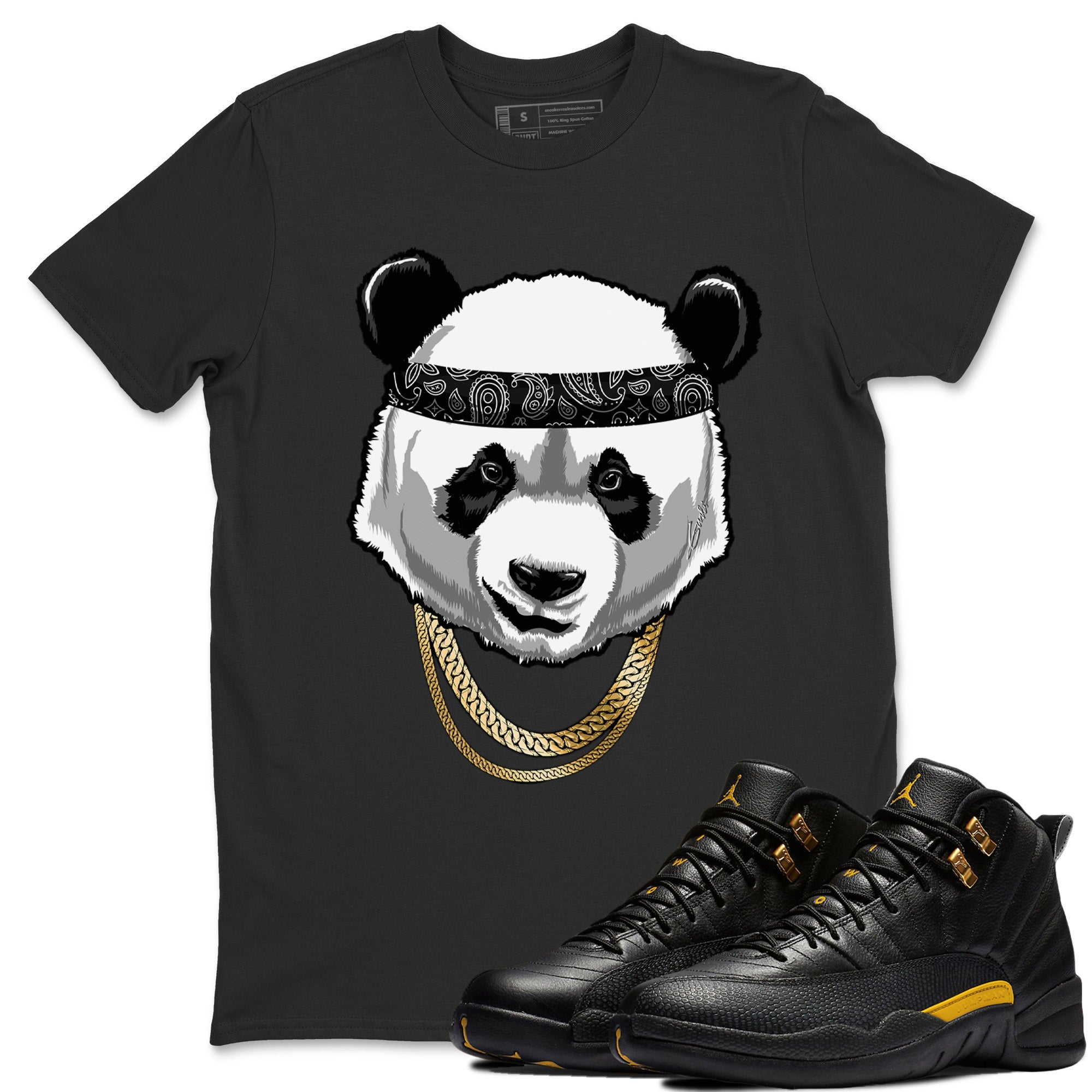 Gangster Panda Unisex Tops - Air Jordan 12 Black Taxi