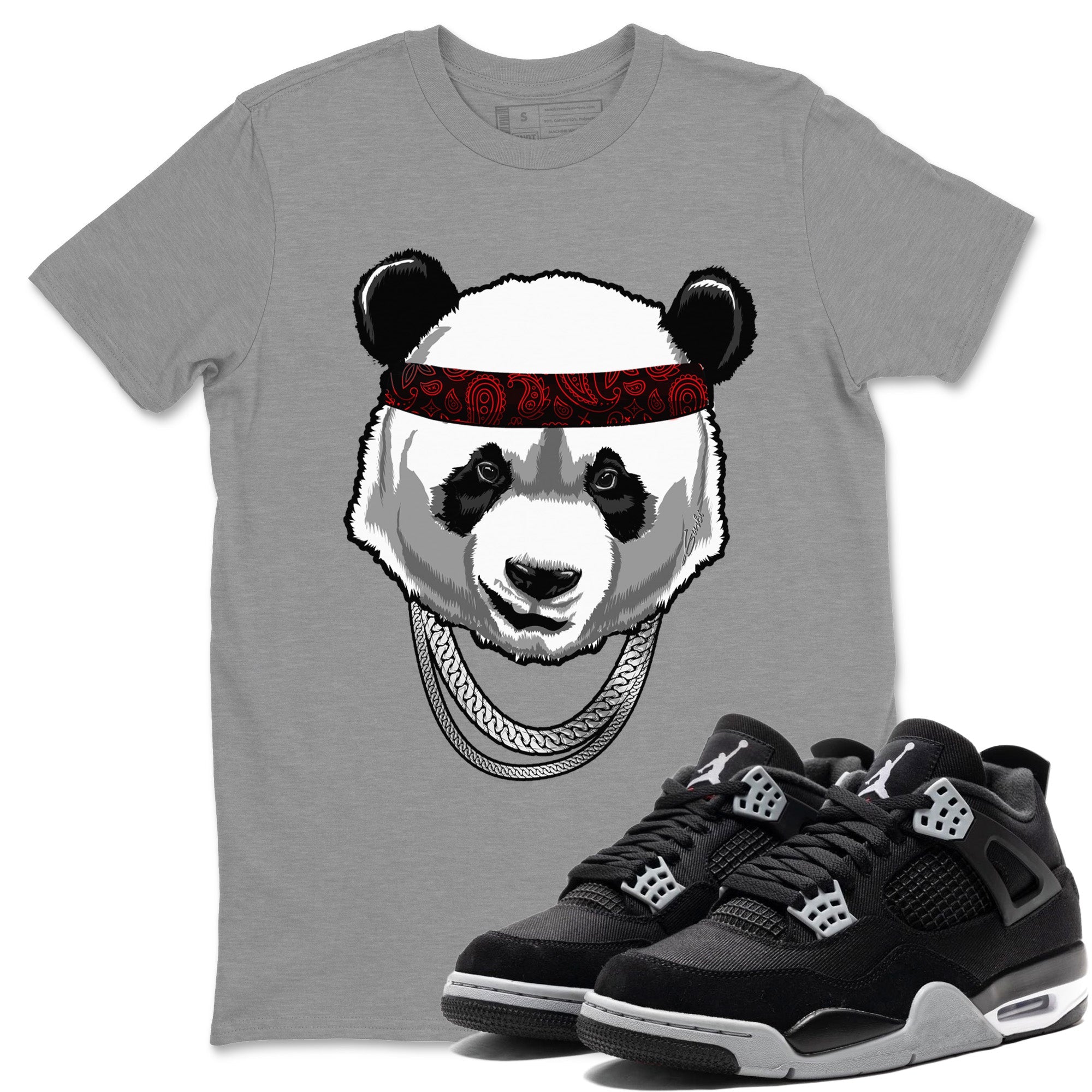 Gangster Panda Unisex Tops - Air Jordan 4 Black Canvas