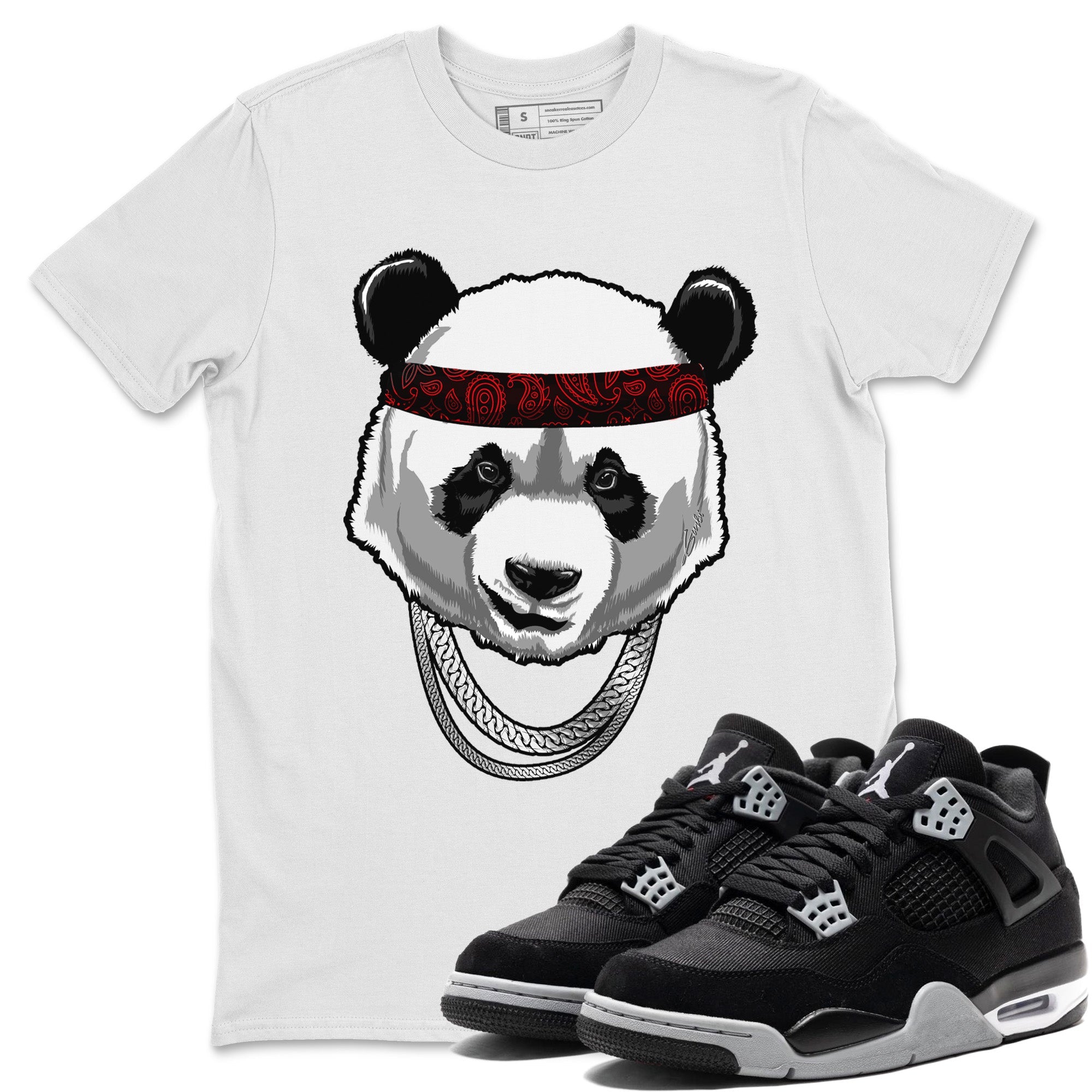 Gangster Panda Unisex Tops - Air Jordan 4 Black Canvas