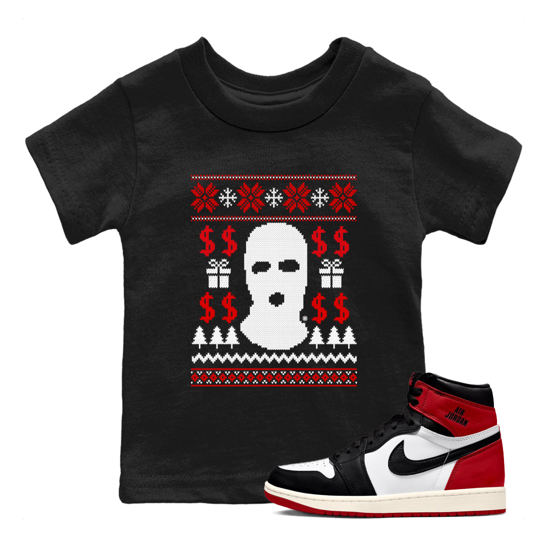Gangster Ugly Sweater snkmatch Tees Kids - Air Jordan 1 Black Toe Reimagined