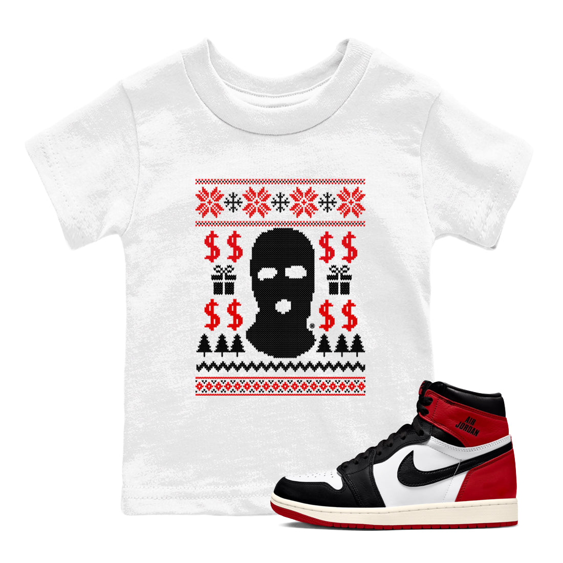 Gangster Ugly Sweater snkmatch Tees Kids - Air Jordan 1 Black Toe Reimagined