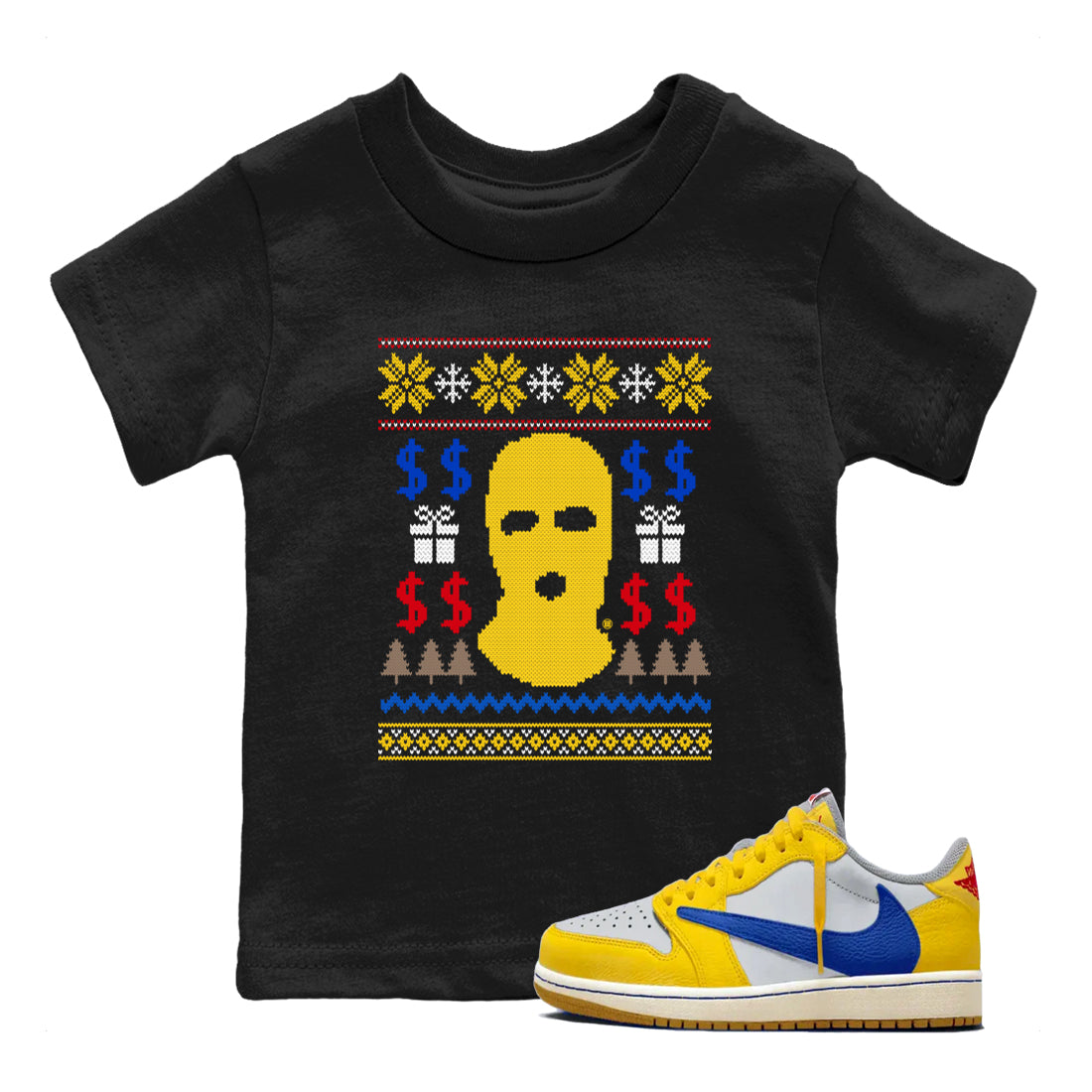 Gangster Ugly Sweater snkmatch Tees Kids - Air Jordan 1 Travis Scott Canary