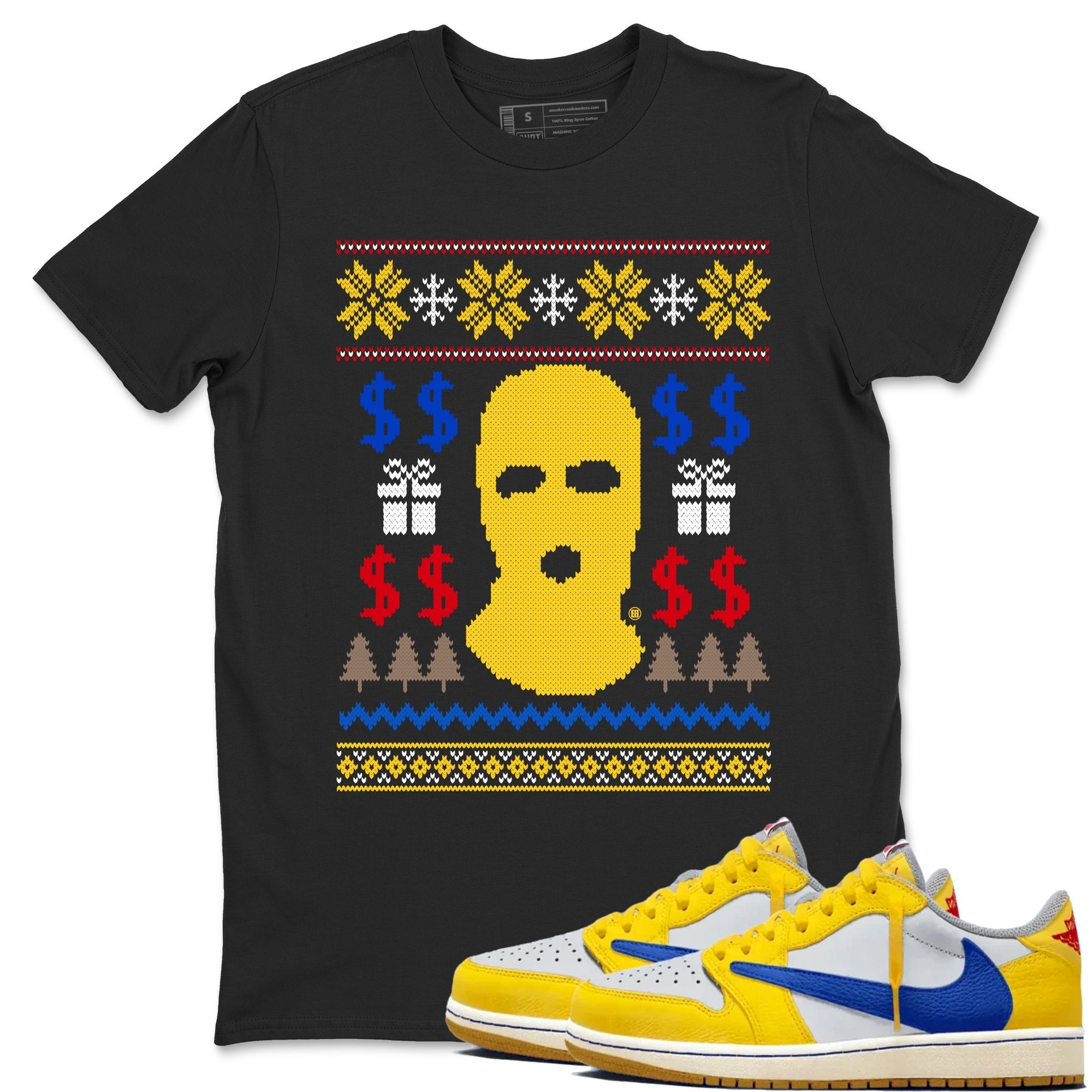 Gangster Ugly Sweater snkmatch Tees - Air Jordan 1 Travis Scott Canary