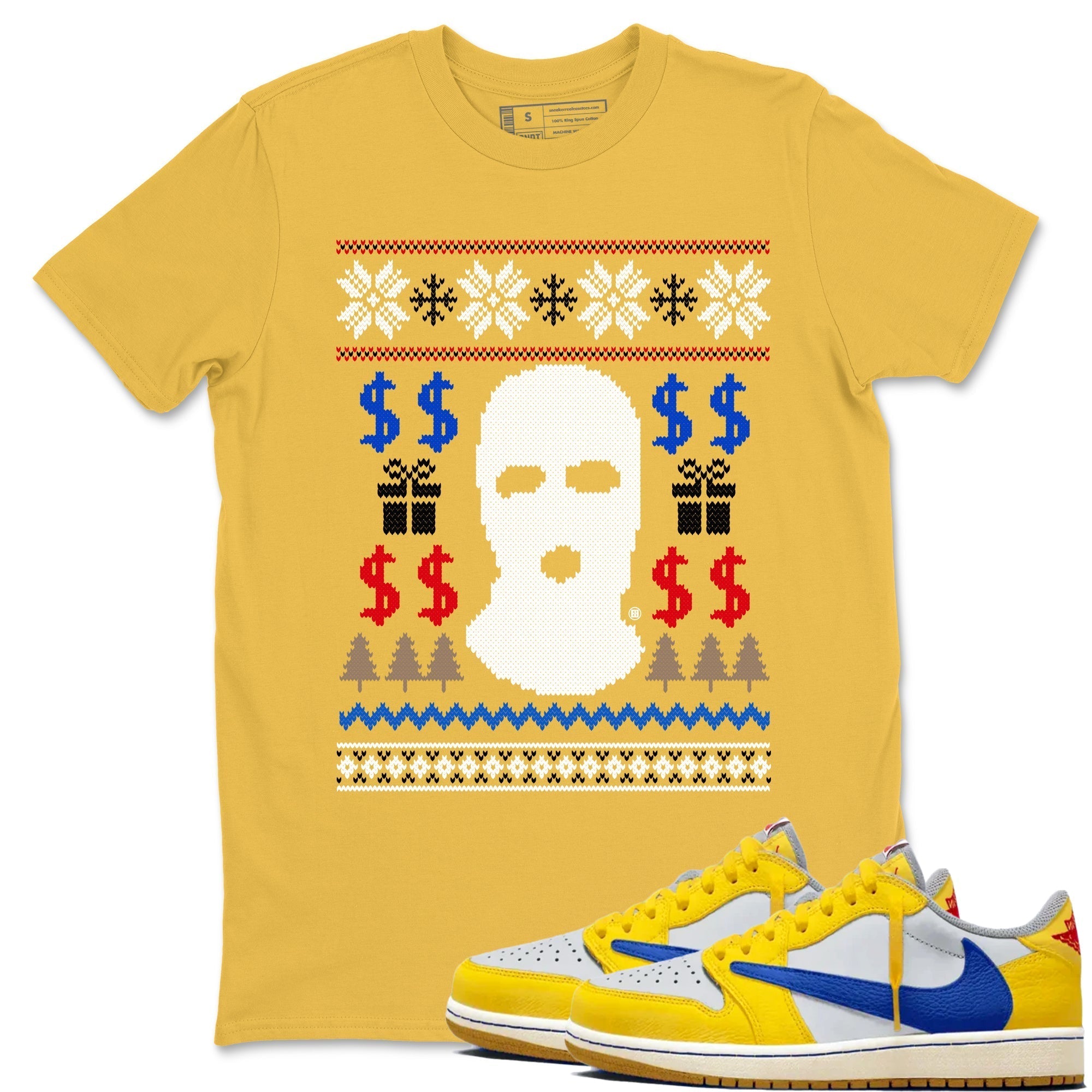 Gangster Ugly Sweater snkmatch Tees - Air Jordan 1 Travis Scott Canary