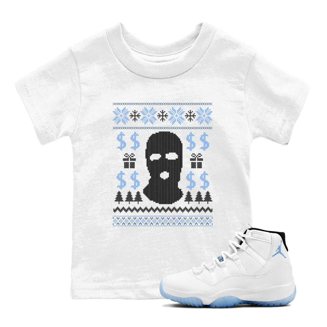 Gangster Ugly Sweater snkmatch Tees Kids - Air Jordan 11 Legend Blue