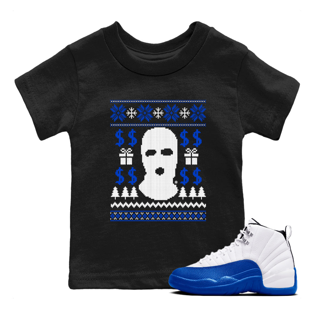 Gangster Ugly Sweater snkmatch Tees Kids - Air Jordan 12 Blueberry