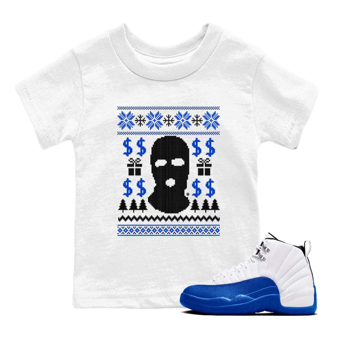 Gangster Ugly Sweater snkmatch Tees Kids - Air Jordan 12 Blueberry