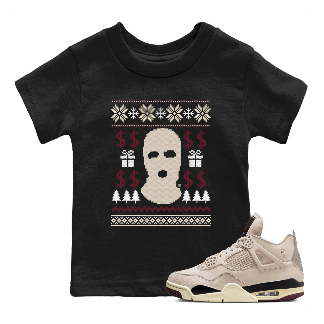 Gangster Ugly Sweater snkmatch Tees Kids - Air Jordan 4 A Ma Maniere x Fossil Stone