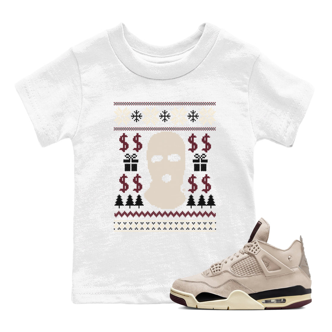 Gangster Ugly Sweater snkmatch Tees Kids - Air Jordan 4 A Ma Maniere x Fossil Stone