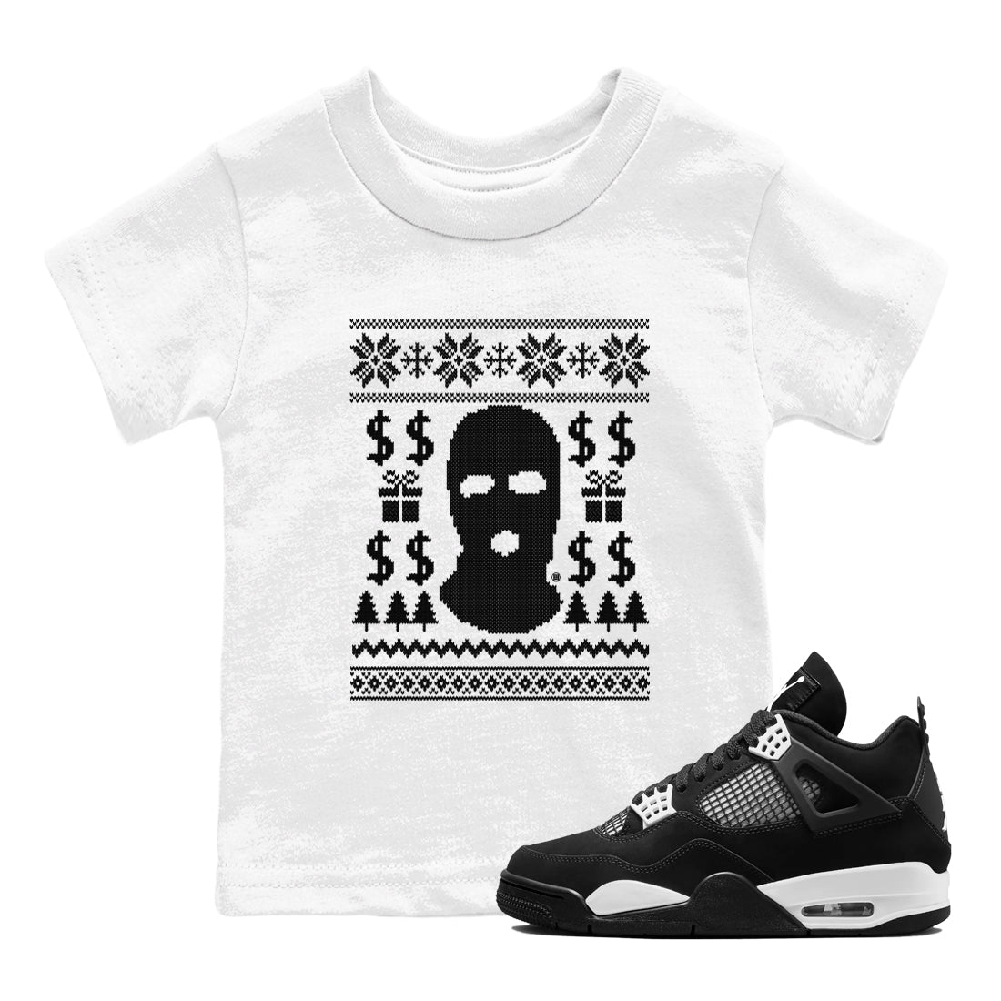 Gangster Ugly Sweater snkmatch Tees Kids - Air Jordan 4 White Thunder