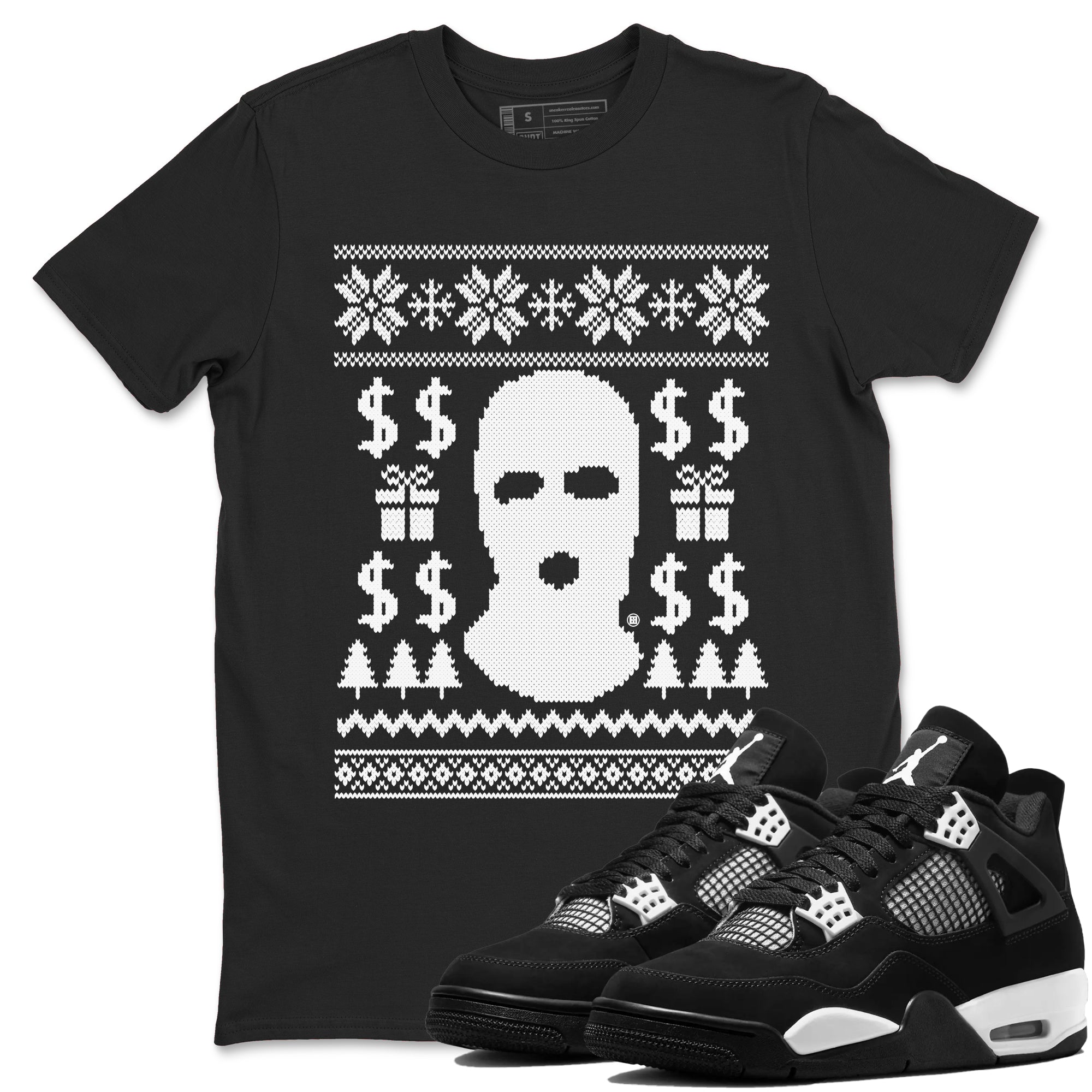 Gangster Ugly Sweater snkmatch Tees - Air Jordan 4 White Thunder