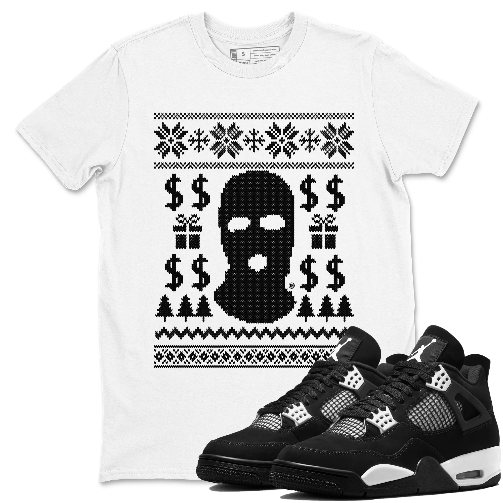 Gangster Ugly Sweater snkmatch Tees - Air Jordan 4 White Thunder
