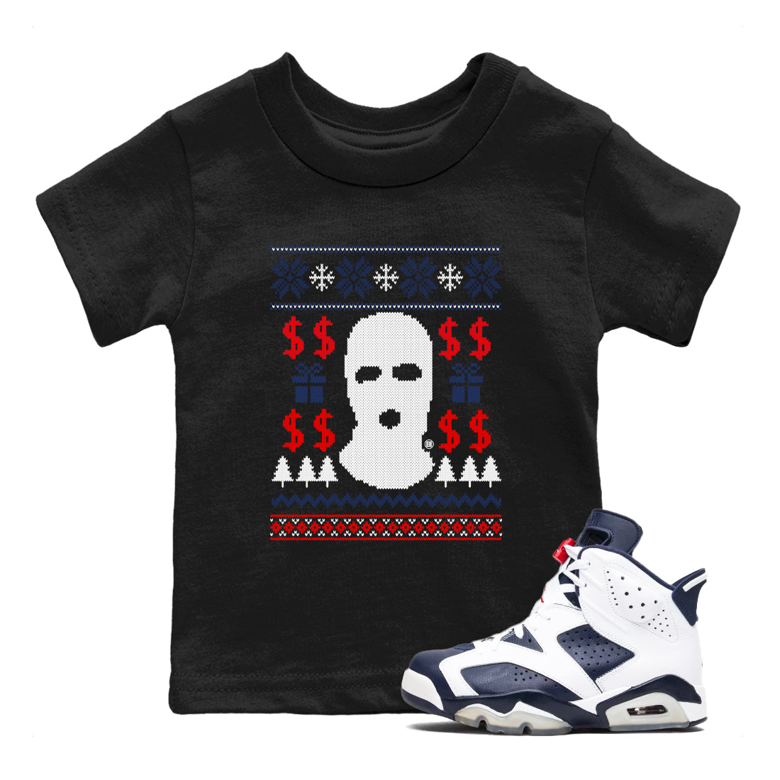 Gangster Ugly Sweater snkmatch Tees Kids - Air Jordan 6 White And Midnight Navy