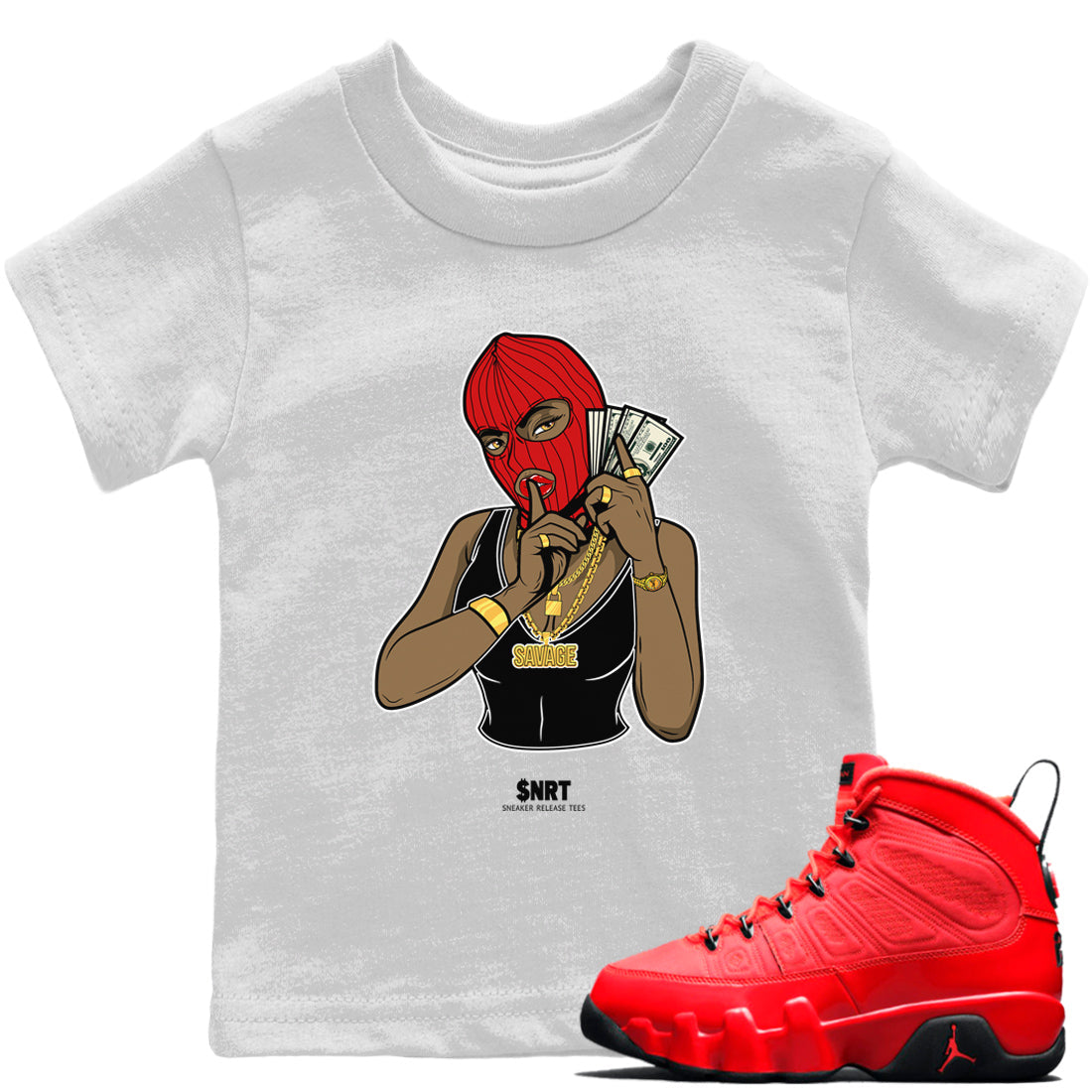 Gangster Women Kids Tops - Air Jordan 9 Chile Red