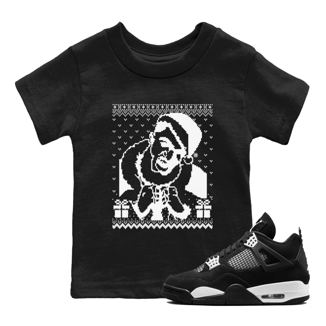 Gangster Wrapper snkmatch Tees Kids - Air Jordan 4 White Thunder