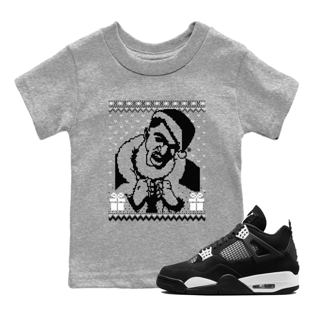 Gangster Wrapper snkmatch Tees Kids - Air Jordan 4 White Thunder