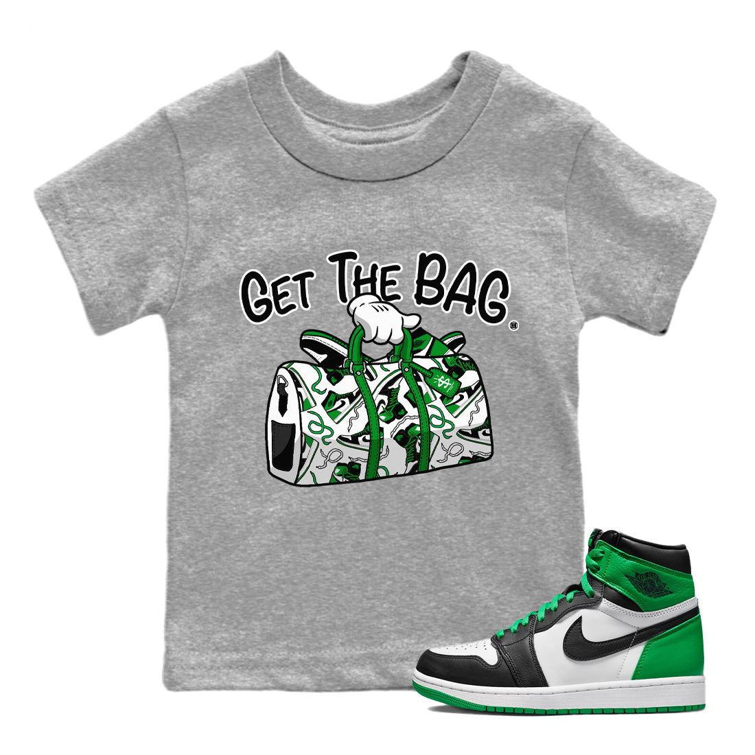 Get The Bag Kids Tops - Air Jordan 1 Celtics