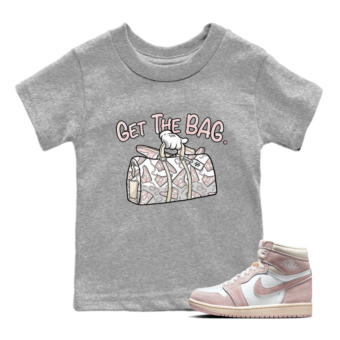Get The Bag Kids Tops - Air Jordan 1 Washed Pink