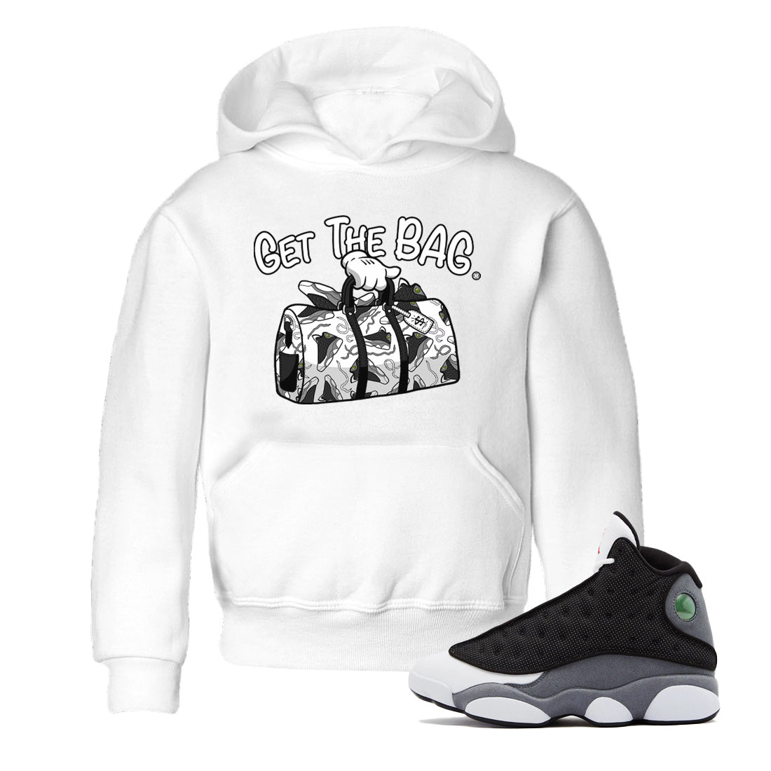 Get The Bag Kids Tops - Air Jordan 13 Black Flint