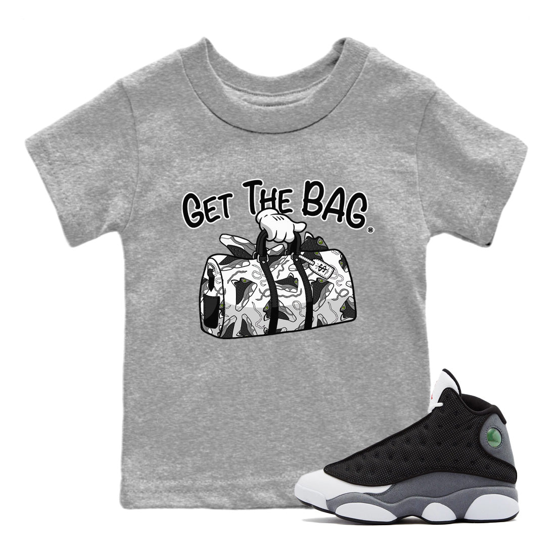 Get The Bag Kids Tops - Air Jordan 13 Black Flint
