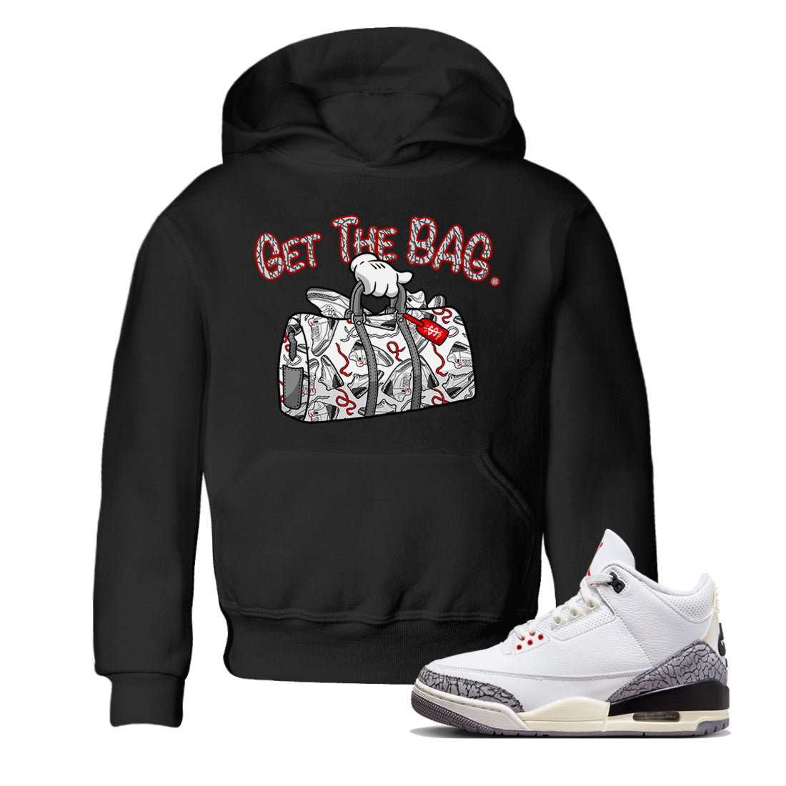 Get The Bag Kids Tops - Air Jordan 3 White Cement