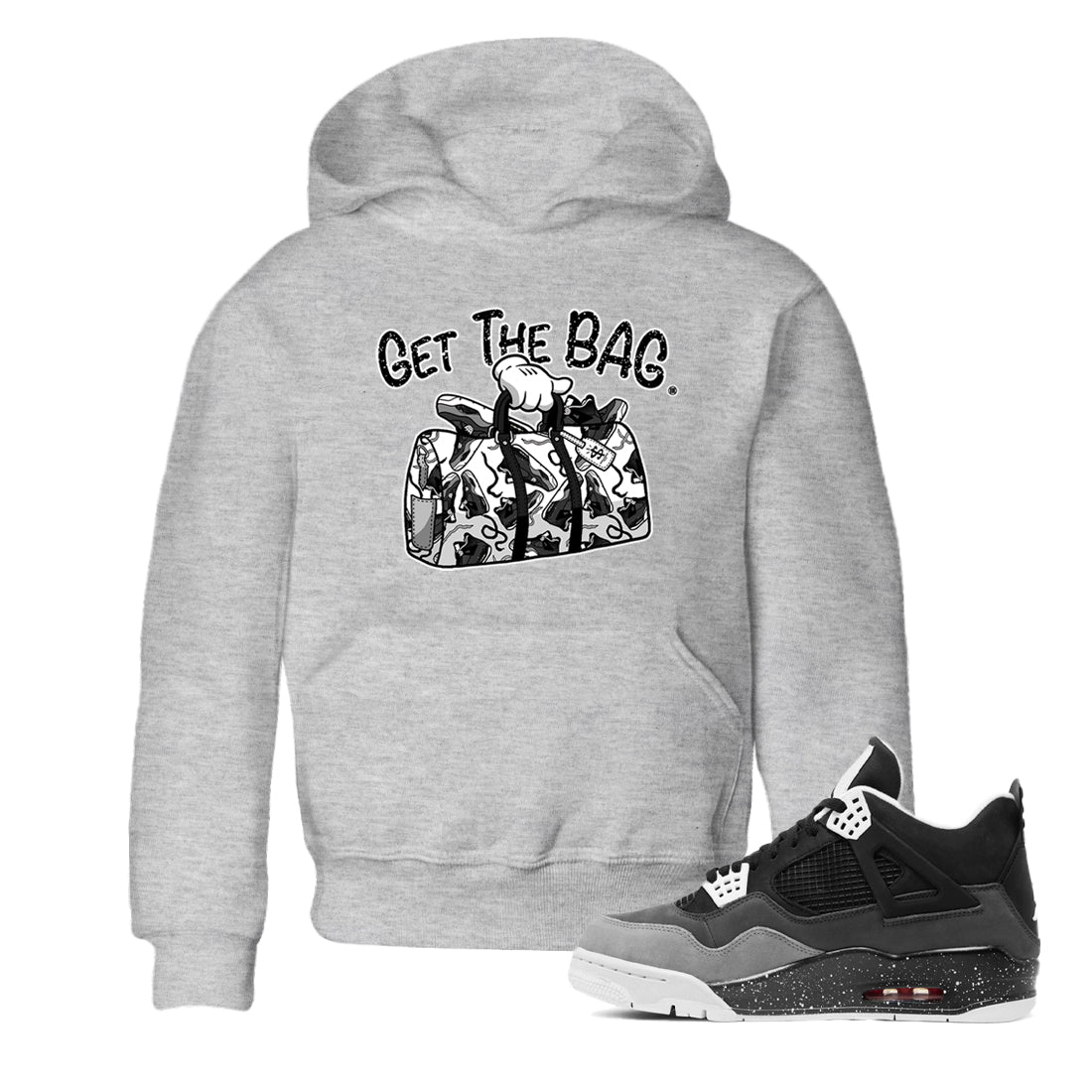 Get The Bag snkmatch Tees Kids - Air Jordan 4 Fear