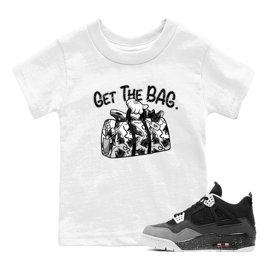 Get The Bag snkmatch Tees Kids - Air Jordan 4 Fear