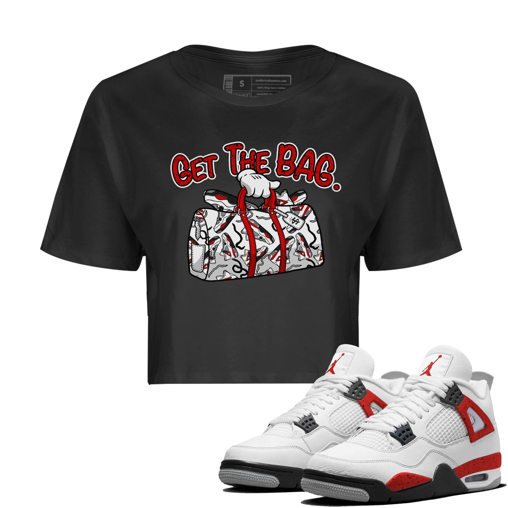 Get The Bag Women's Tops - Air Jordan 4 Red Cement