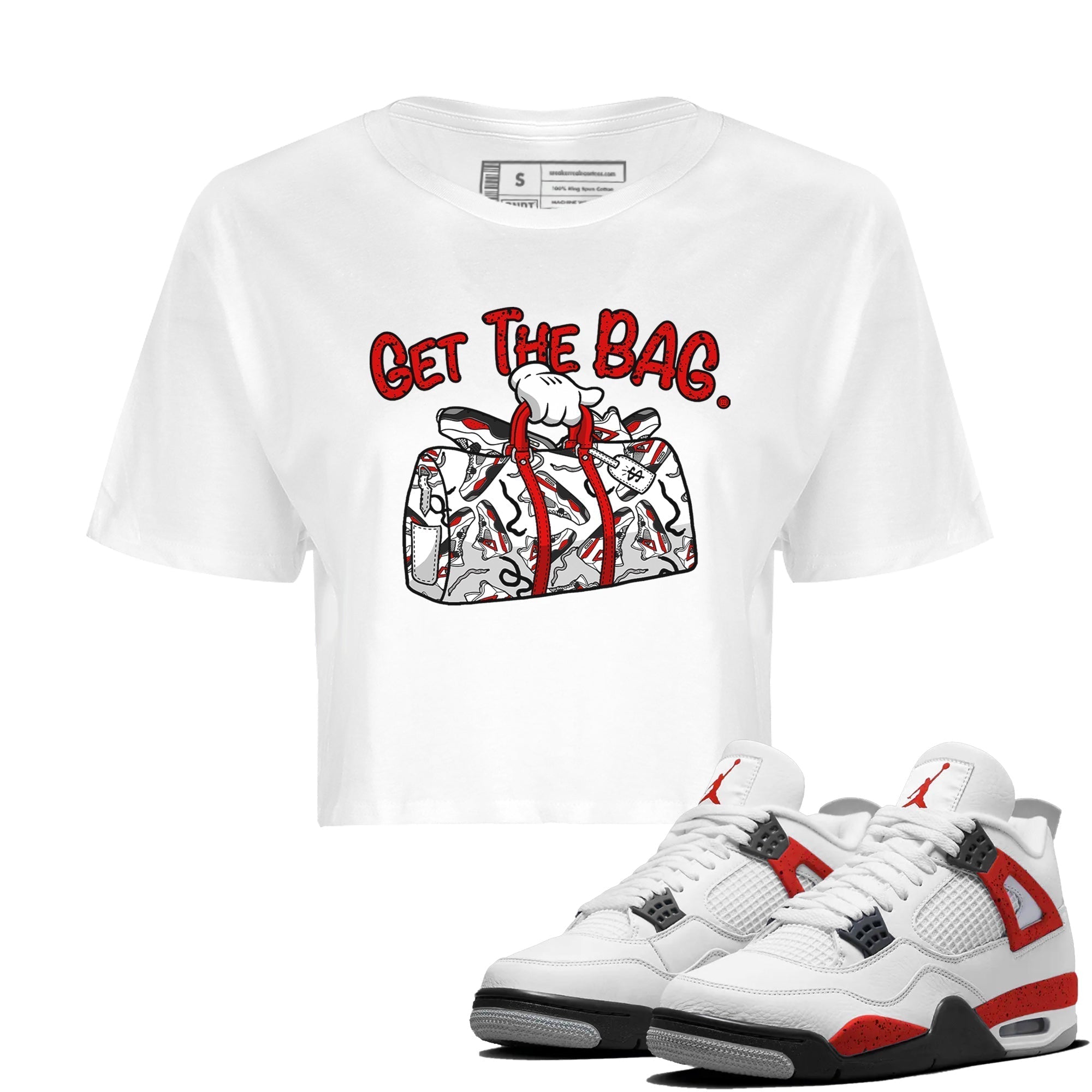 Get The Bag Women's Tops - Air Jordan 4 Red Cement