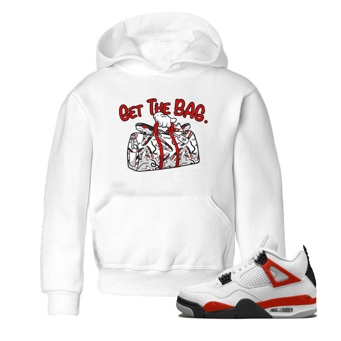Get The Bag Kids Tops - Air Jordan 4 Red Cement