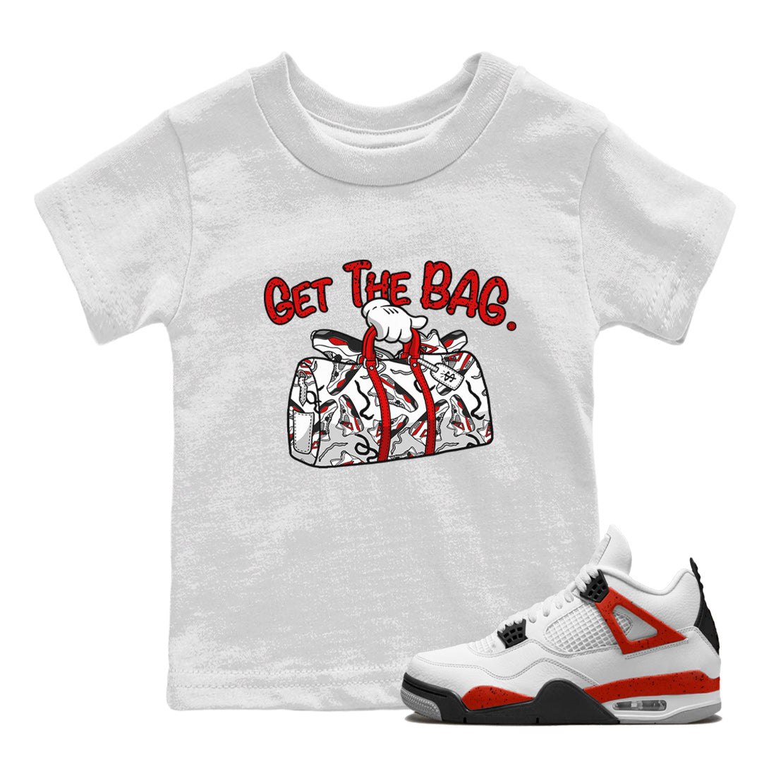 Get The Bag Kids Tops - Air Jordan 4 Red Cement