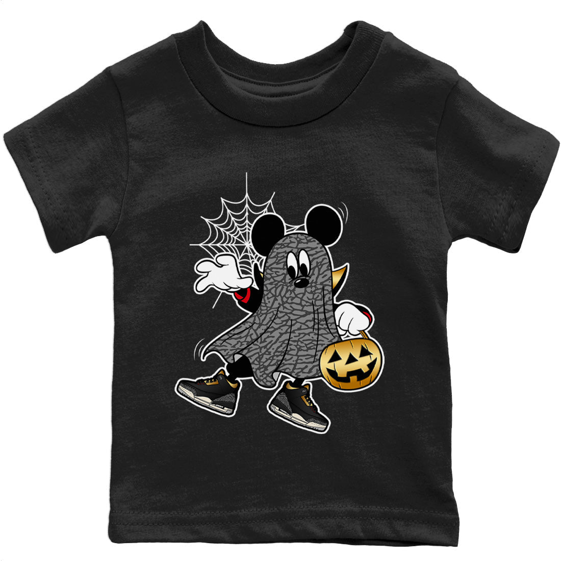 Ghost Mouse Kids Tops - Air Jordan 3 Black Gold