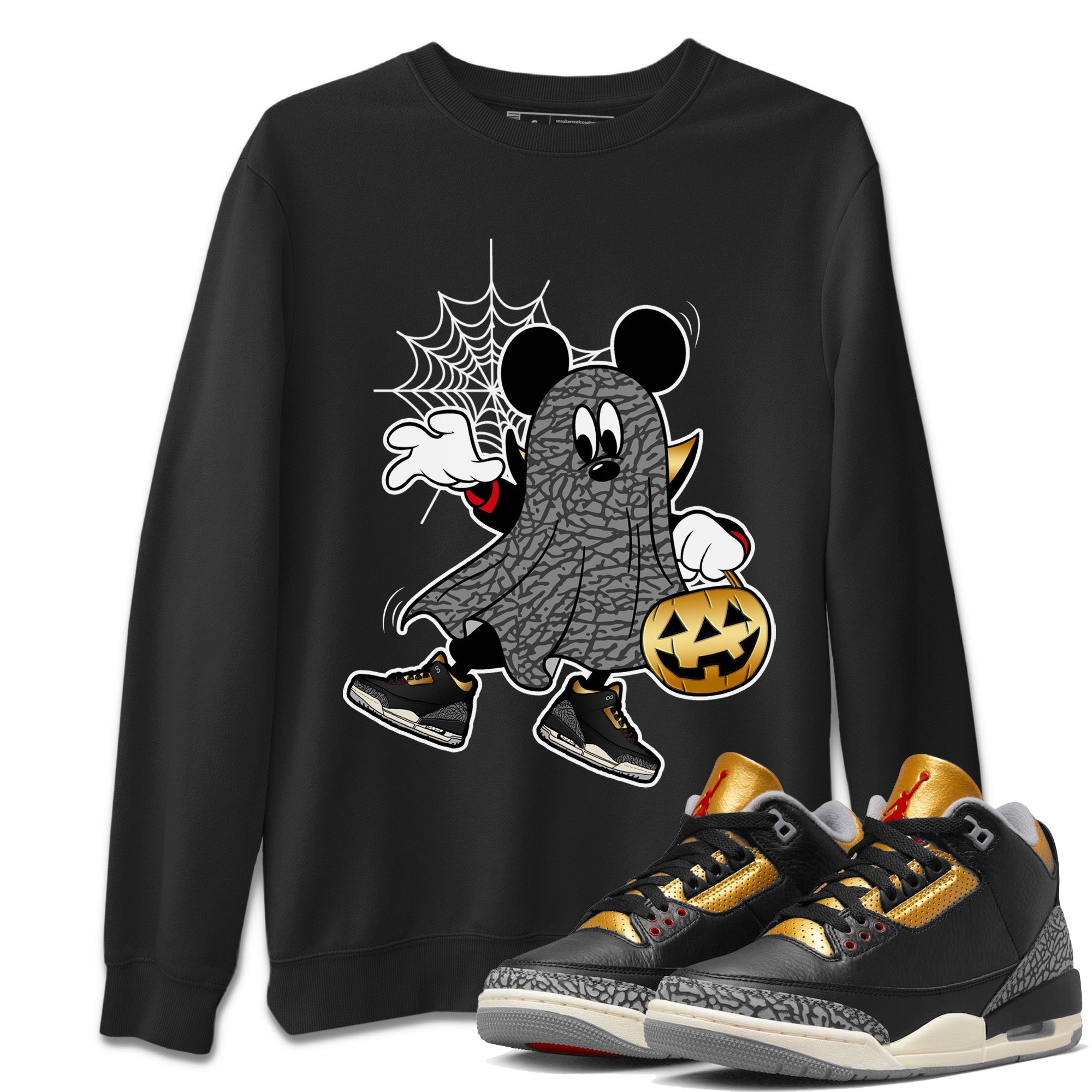 Ghost Mouse Unisex Tops - Air Jordan 3 Black Gold