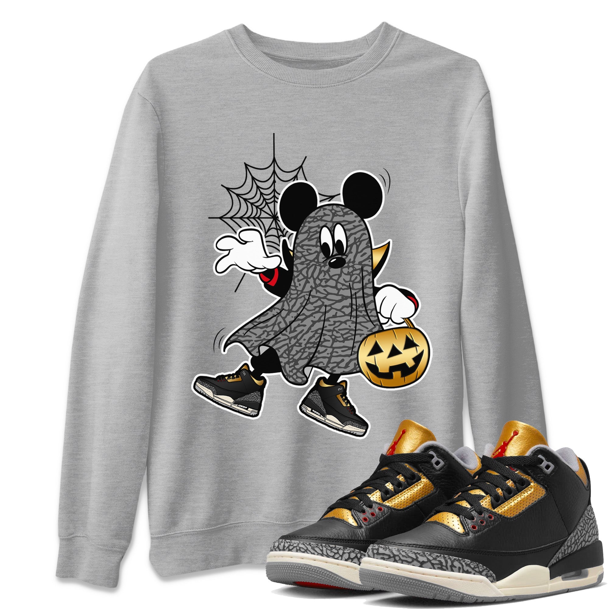 Ghost Mouse Unisex Tops - Air Jordan 3 Black Gold