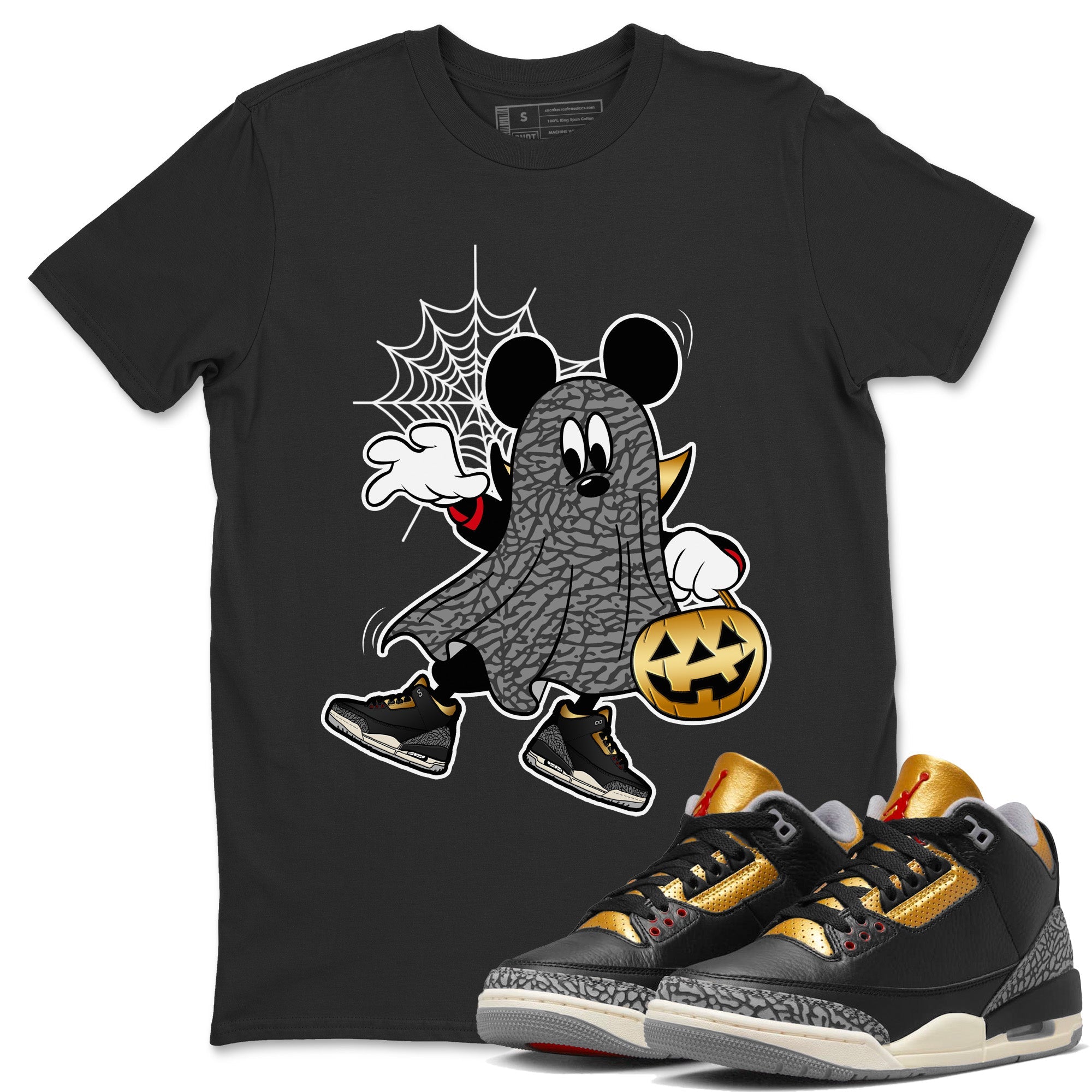 Ghost Mouse Unisex Tops - Air Jordan 3 Black Gold