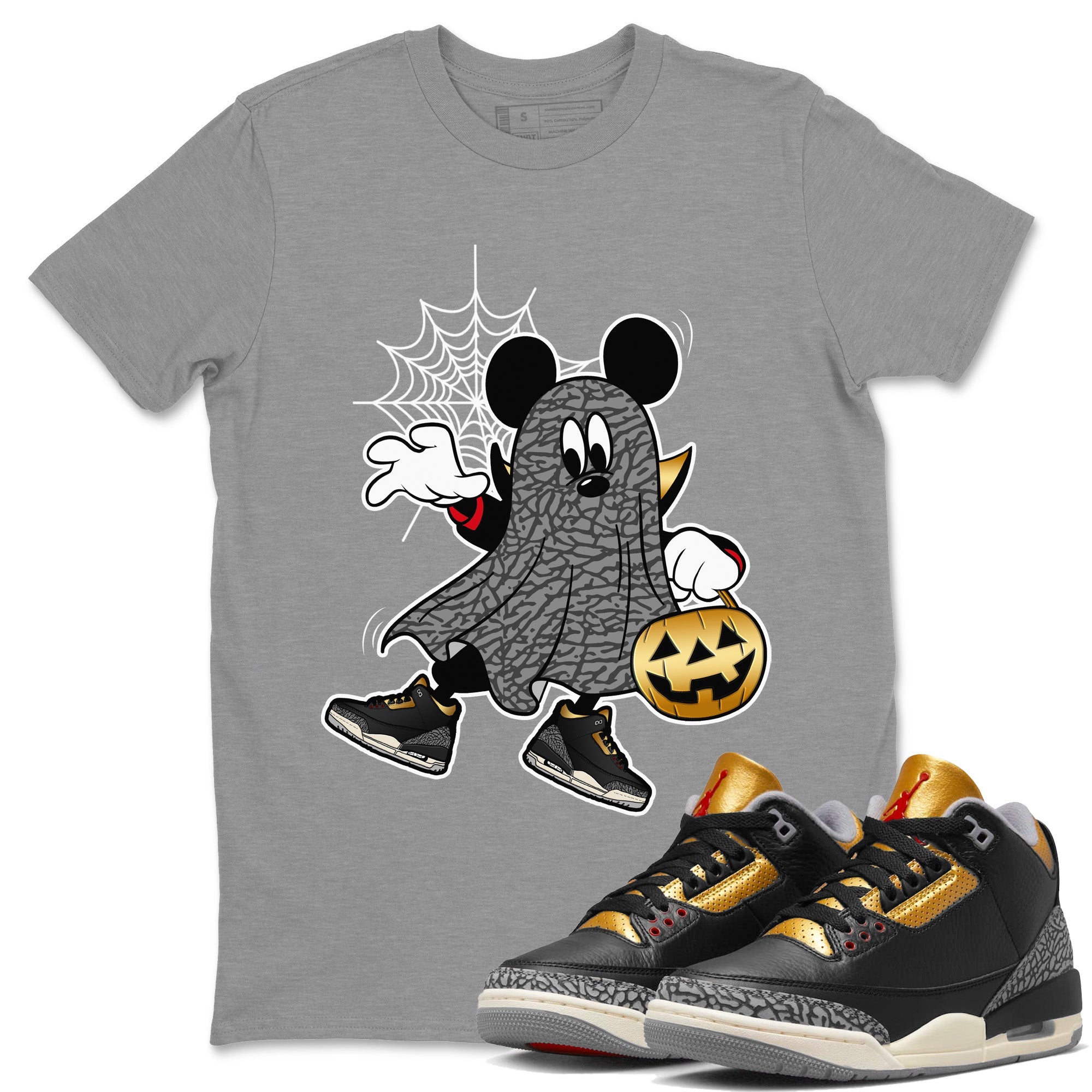Ghost Mouse Unisex Tops - Air Jordan 3 Black Gold