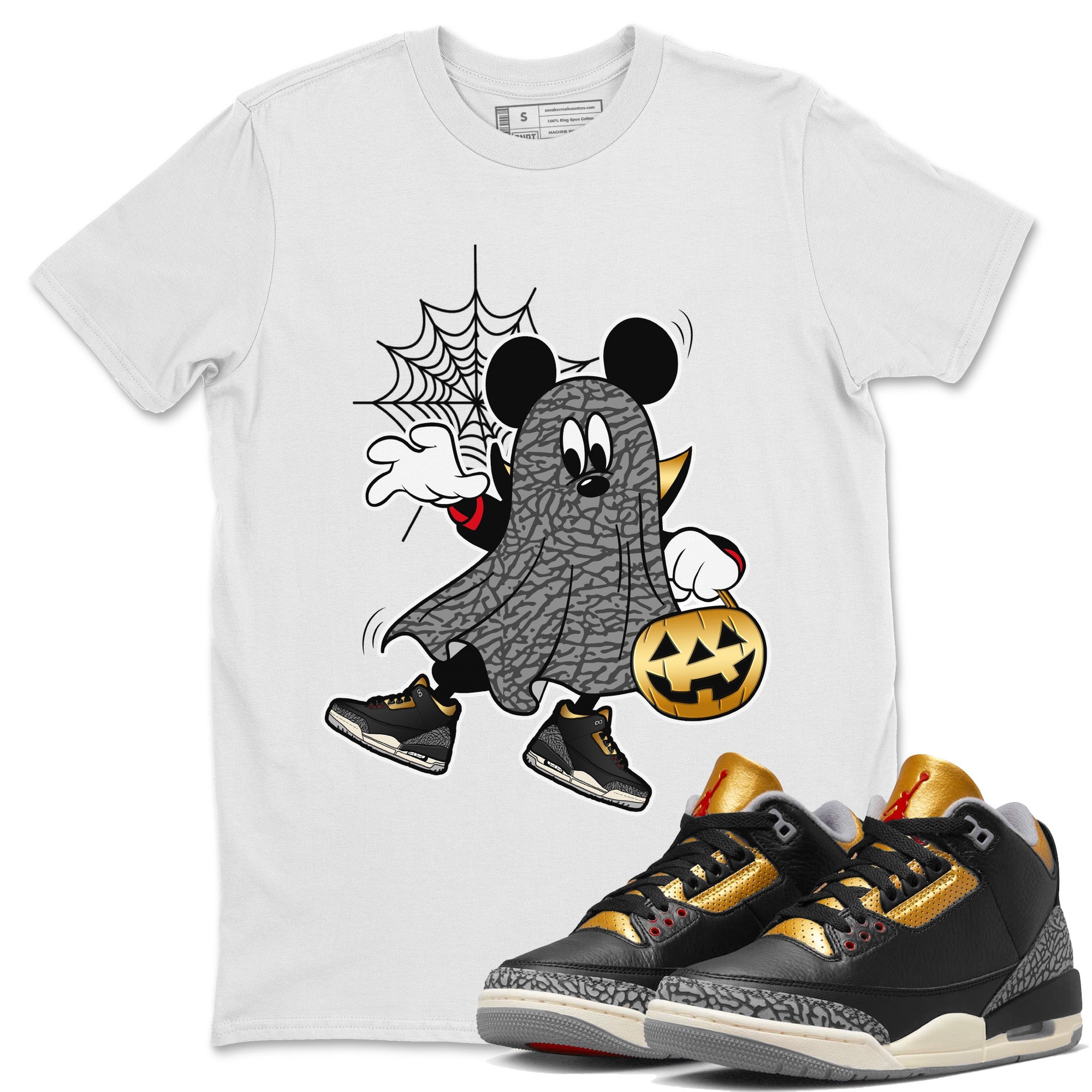 Ghost Mouse Unisex Tops - Air Jordan 3 Black Gold