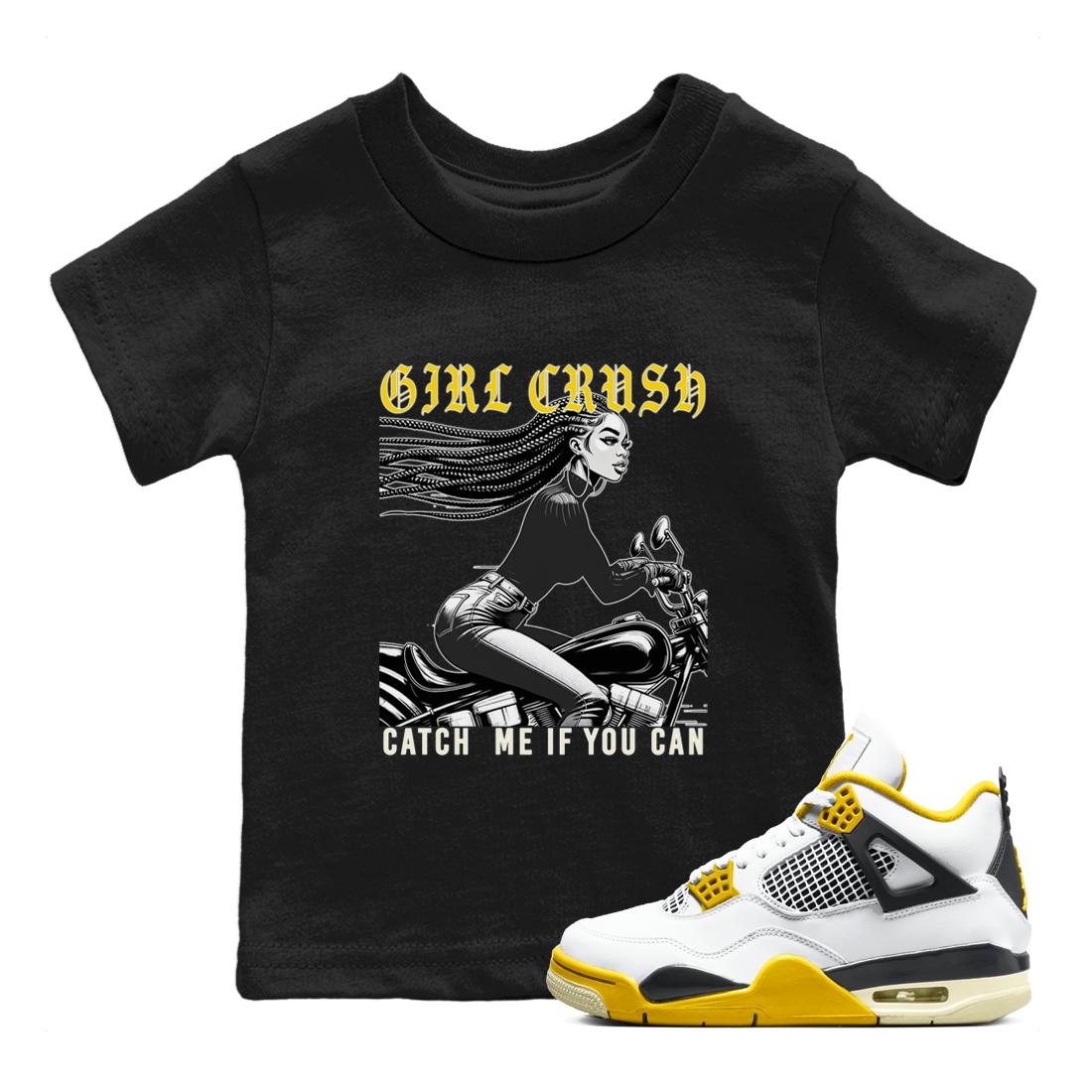 Girl Crash snkmatch Tees Kids - Air Jordan 4 Vivid Sulfur