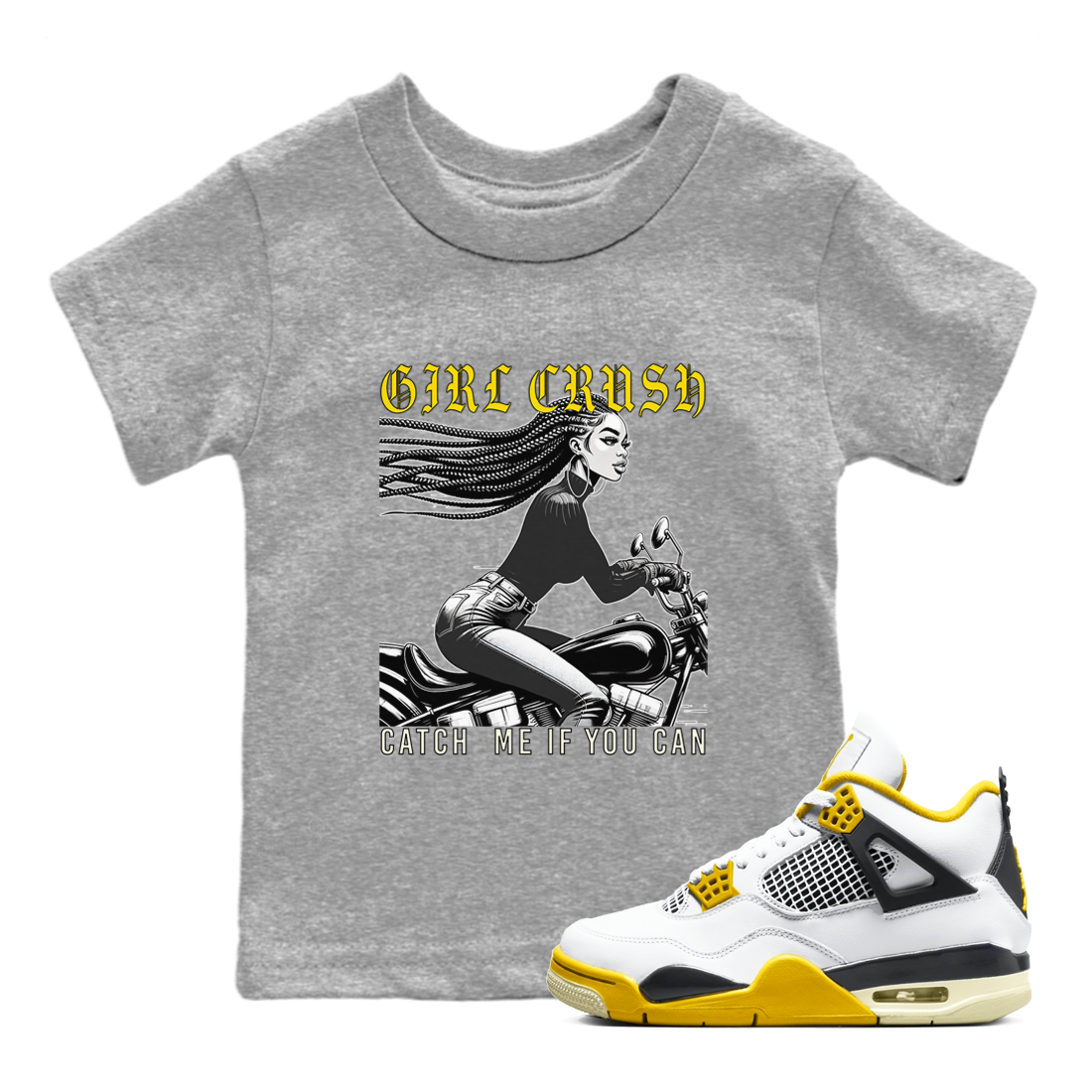 Girl Crash snkmatch Tees Kids - Air Jordan 4 Vivid Sulfur