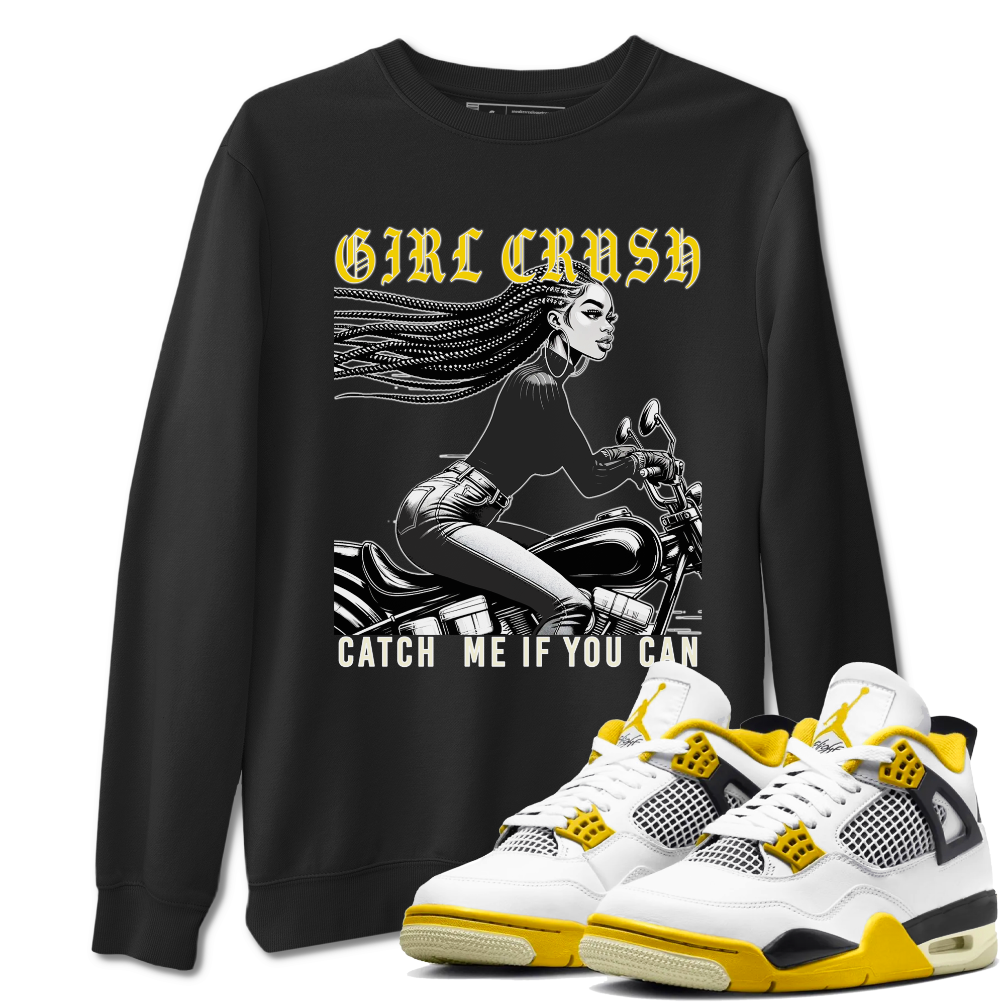 Girl Crash snkmatch Tees - Air Jordan 4 Vivid Sulfur