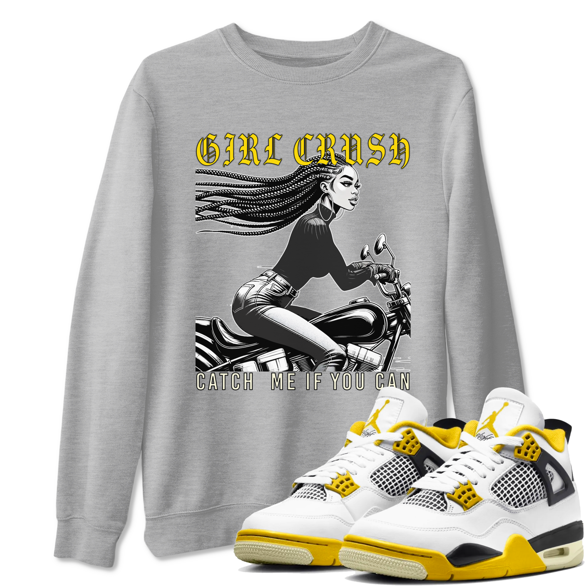 Girl Crash snkmatch Tees - Air Jordan 4 Vivid Sulfur