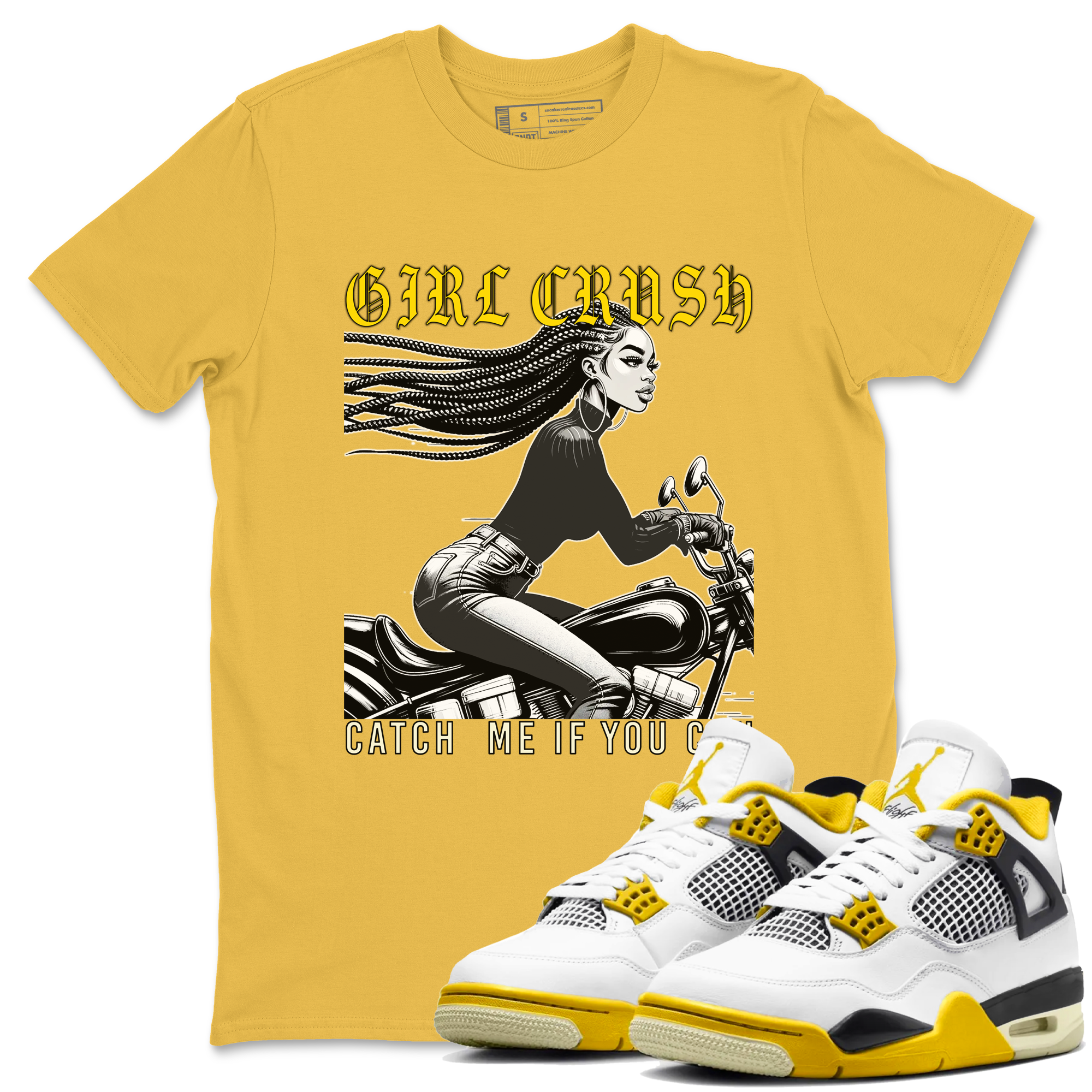 Girl Crash snkmatch Tees - Air Jordan 4 Vivid Sulfur